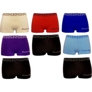 Set van 8 naadloze dames boxershorts van Sweet Angel in verschillende kleuren en met een hartjesmotief in de band