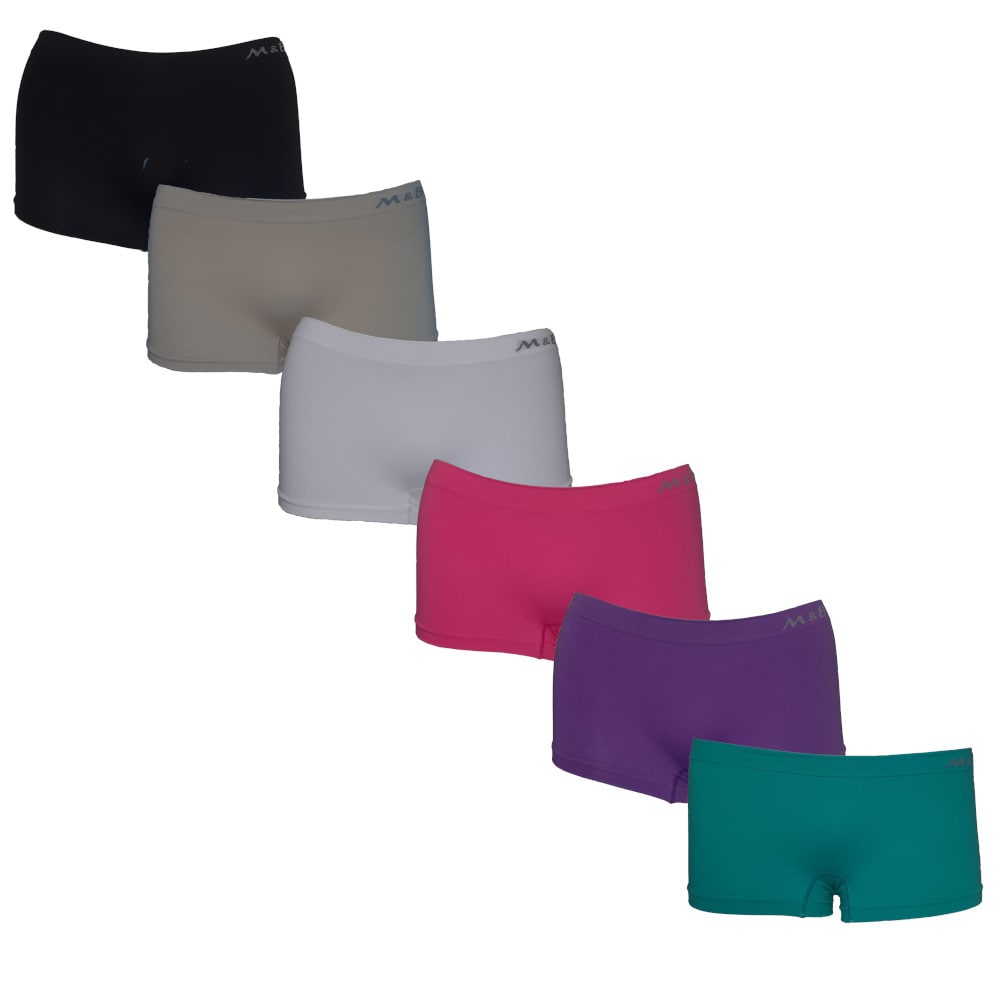 6 pack naadloze vrolijk gekleurde boxershorts voor dames van M&B