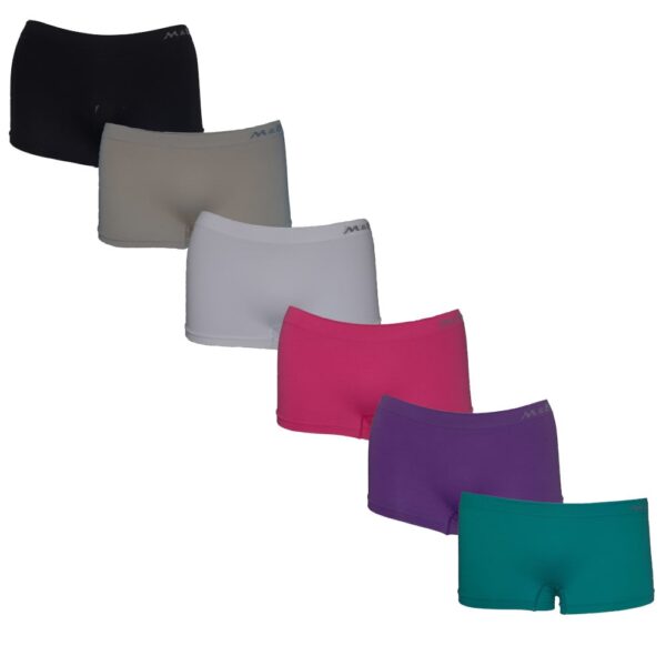 6 pack naadloze vrolijk gekleurde boxershorts voor dames van M&B