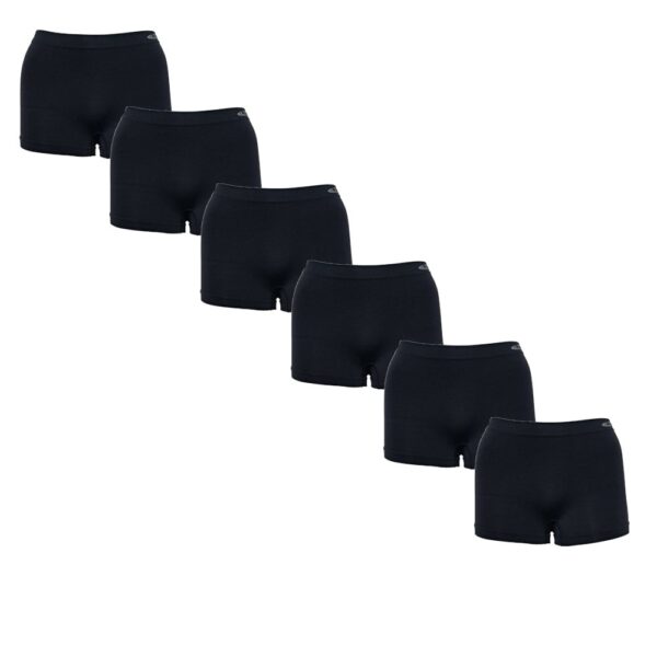Set van 6 effen zwarte naadloze boxershorts van STV voor vrouwen