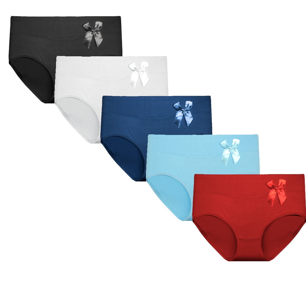 5 Pack slips met strikje van Fine Woman gekleurd 9033