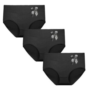Set van 3 elegante zwarte damesslips met strikje van Fine Woman