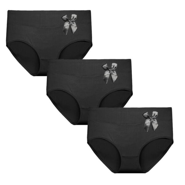 Set van 3 elegante zwarte damesslips met strikje van Fine Woman