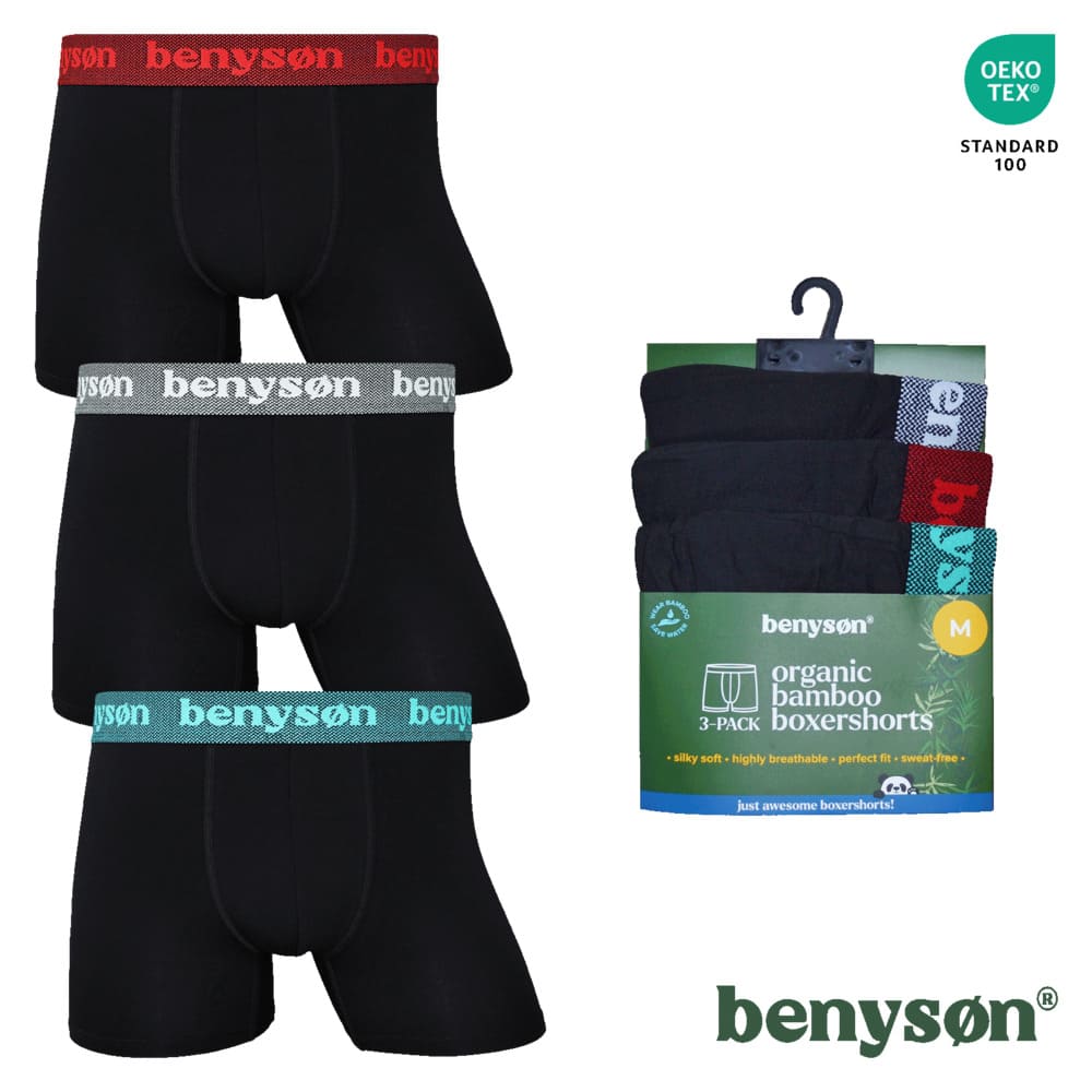 Zijdezachte herenboxershorts zwart Benyson 3 pack