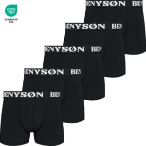Uni zwarte katoenen boxershots voor heren van Benyson in voordelig 5 pack