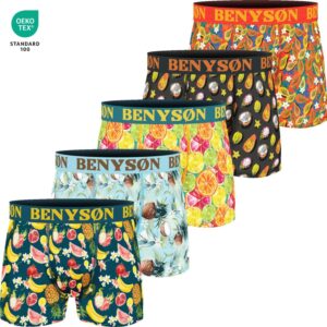 Vrolijke boxershorts voor heren in voordelig 5 pack van Benyson "caribbean fruits"