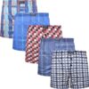 5-pack wijde boxershorts met ruit print en gulp