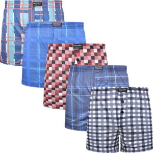 5-pack wijde boxershorts met ruit print en gulp