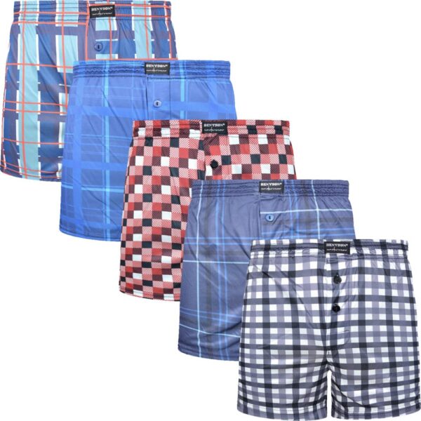 5-pack wijde boxershorts met ruit print en gulp