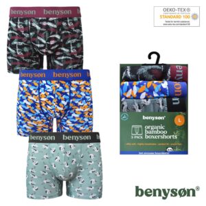 Verpakking van 3 bamboe boxershorts voor heren van Benyson