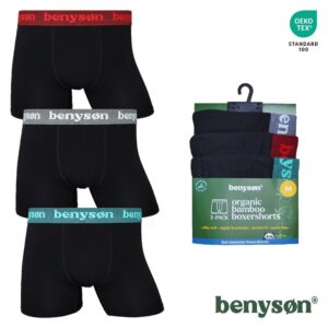 Zijdezachte herenboxershorts zwart Benyson 3 pack