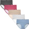 5 Pack dames slips met stipjesmotief. Ultra zachte slips van katoen met schattig strikje