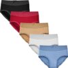 5 pack katoenen dames slips met stipjes printje en strikje