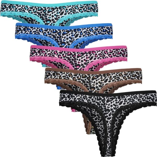 5 pack dames strings Fine Woman met panterprint - Afbeelding 7