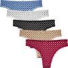 5 pack dames strings van Fine Woman met stipjespatroon