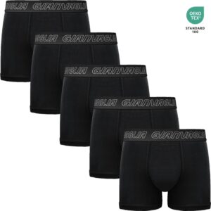 5 Pack uni zwarte boxershorts Gianvaglia, de basic die in elke ondergoed lade thuishoort.