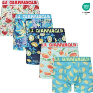 Gianvaglia heren boxershorts met fruit afbeeldingen in voordelige 5pack