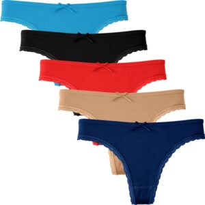 5 pack zachte strings uni Fine Woman met kant en strikje