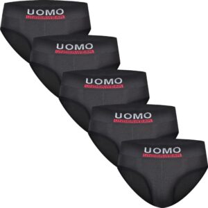 5 Pack zwarte naadloze slips voor heren van Uomo