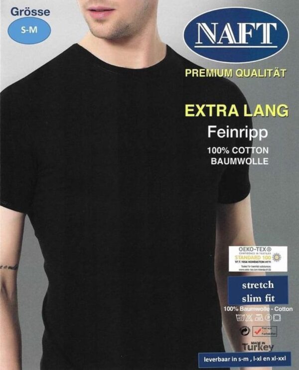 2 pack Naft Giraffe T-shirt Slim-fit Extra lang Zwart - Afbeelding 2