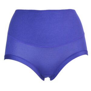 Donker blauwe katoenen slip voor dames. De slip is een model wat hoog in de taille sluit.