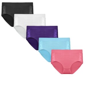 5 Pack gekleurde dames slips met kant Fine Woman 9025