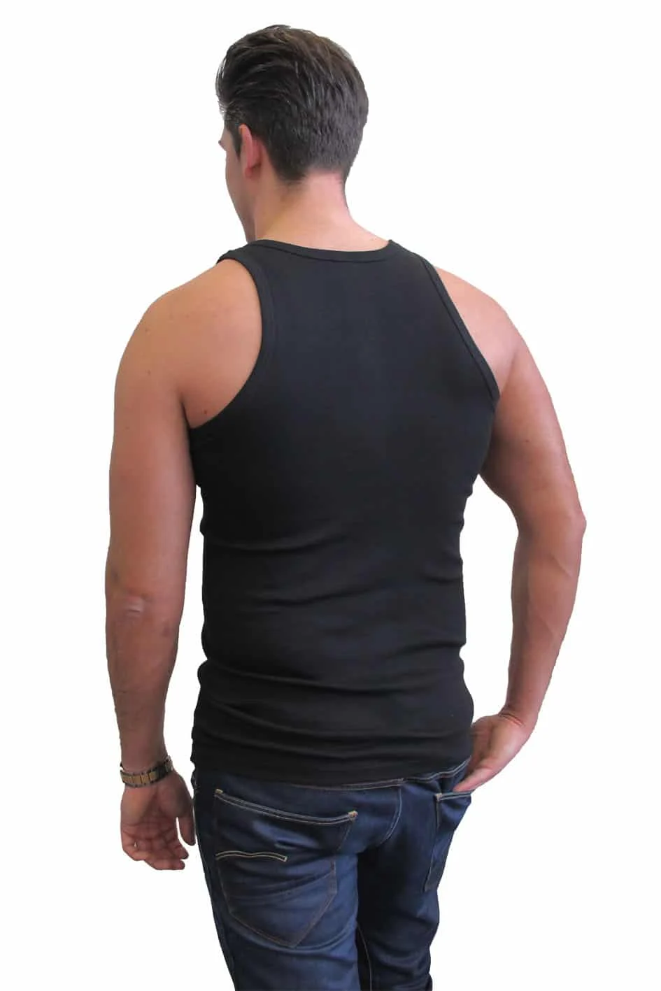 3 Zwarte hemden voor heren van 100 % katoen