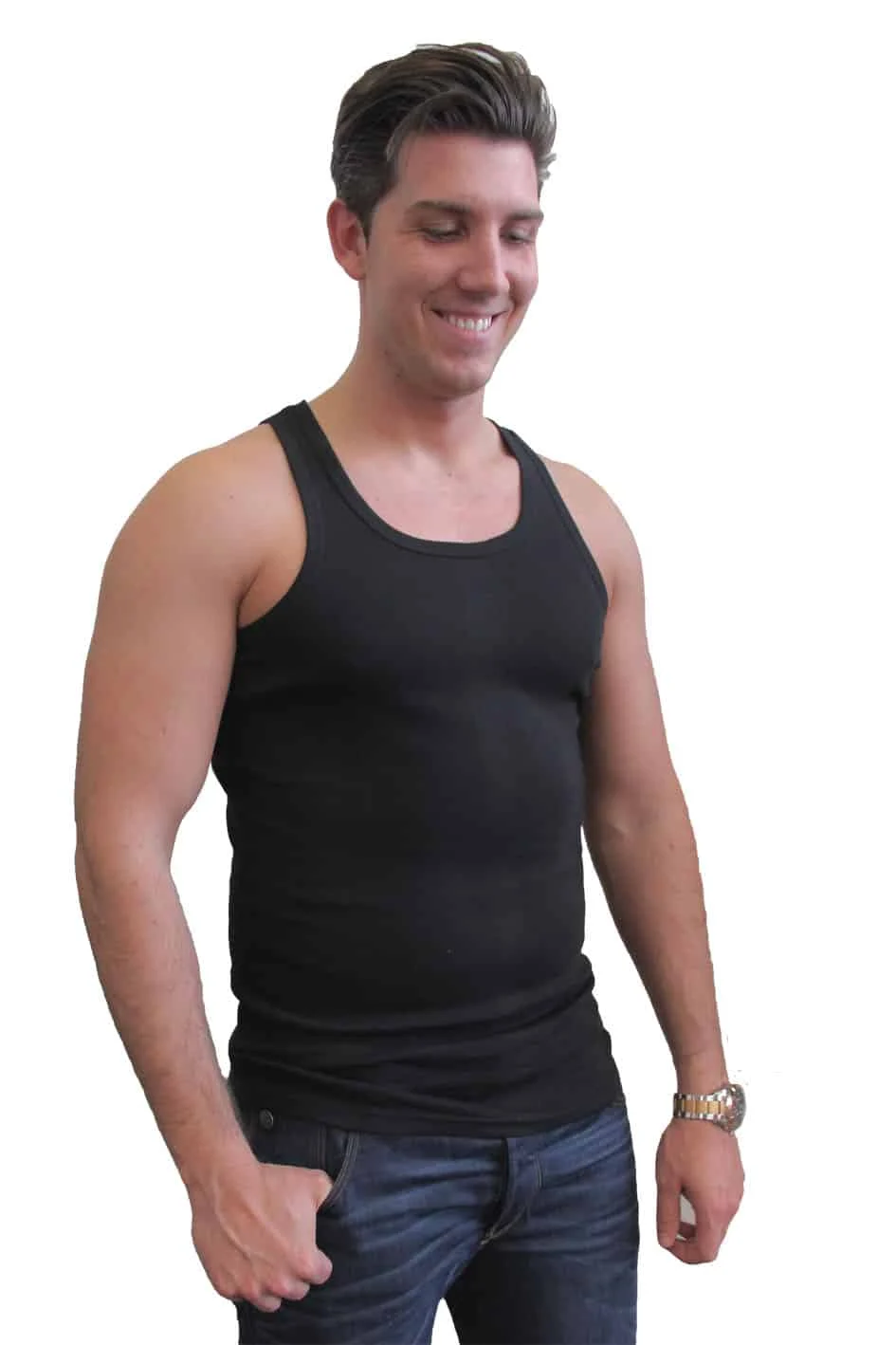 3 Herenhemden katoen zwart Naft. Deze hemden hebben geen zijnaden, dus geen last van irritatie.