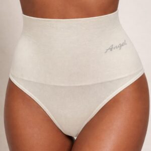 Licht gele dames string met hoge taille van katoen, naadloos design, voorkant