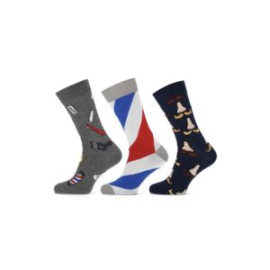 Leuke set met 3 paar sokken met print in het thema kapper. De sokken zijn van het merk Teckel.